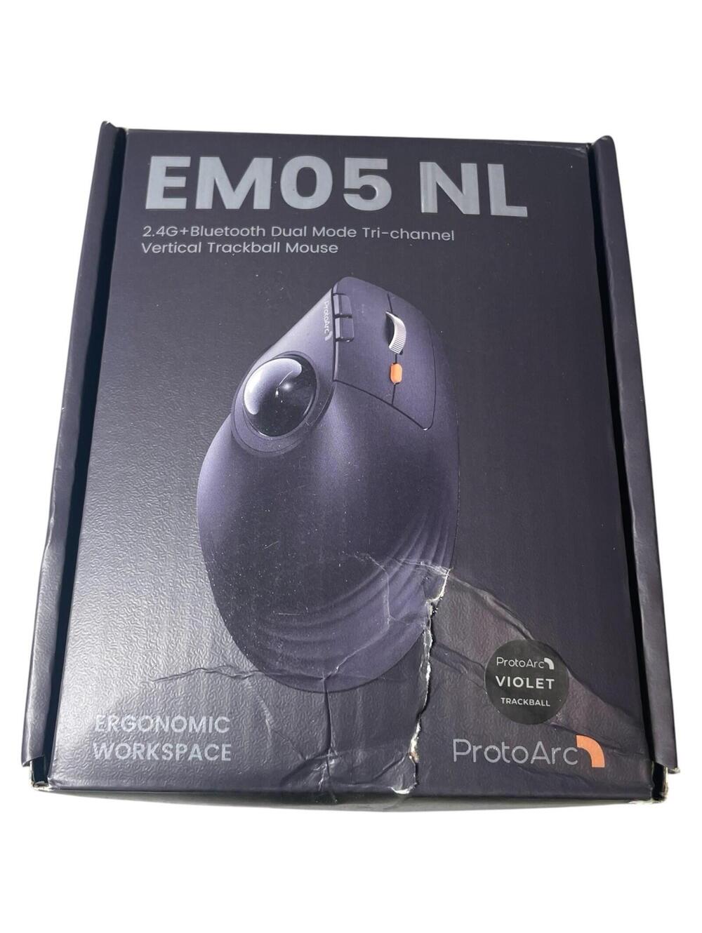 ProtoArc EM05NL Ergonomic Wireless Bluetooth Trackball Mouse Chargeable OPEN BOX